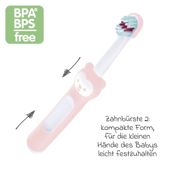 MAM Zahnbürsten-Set mit Lern-Zahnbürste & Zahnbürste für Babys - Rosa