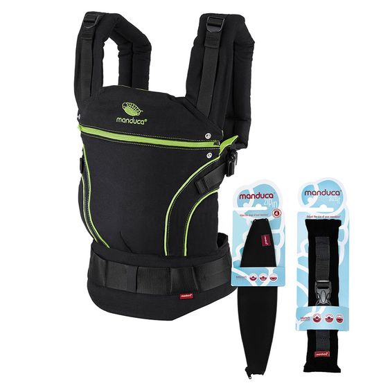 manduca Babytrage Black Line Premium Bundle - Screamin Green