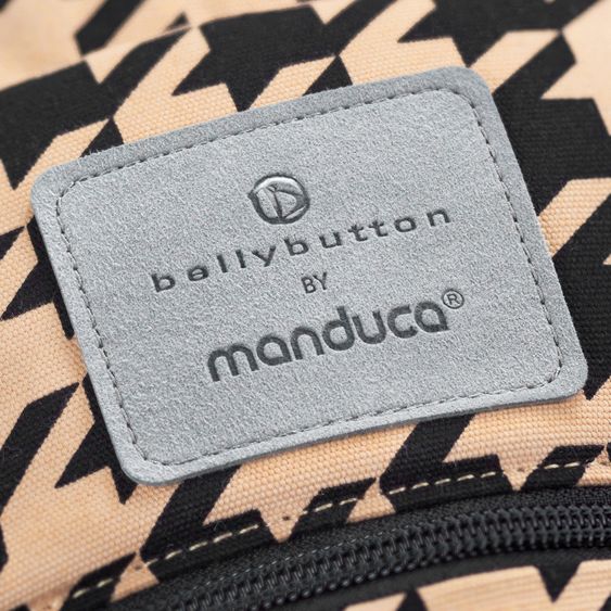 manduca Babytrage First für Neugeborene ab 3,5 kg - 20 kg mit 3 Tragepositionen aus 100% Bio-Baumwolle - Bellybutton - PepitaBlack