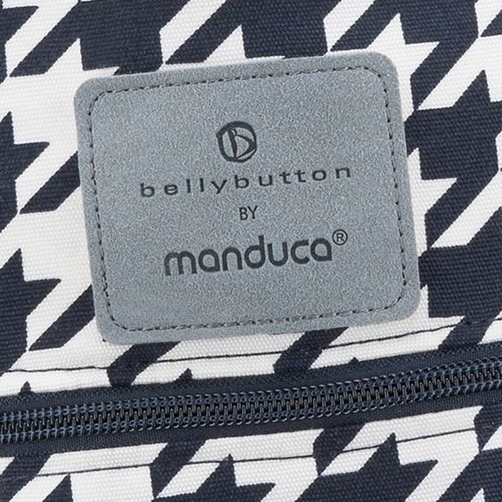 manduca Babytrage First für Neugeborene ab 3,5 kg - 20 kg mit 3 Tragepositionen aus 100% Bio-Baumwolle - Bellybutton - PepitaNavy