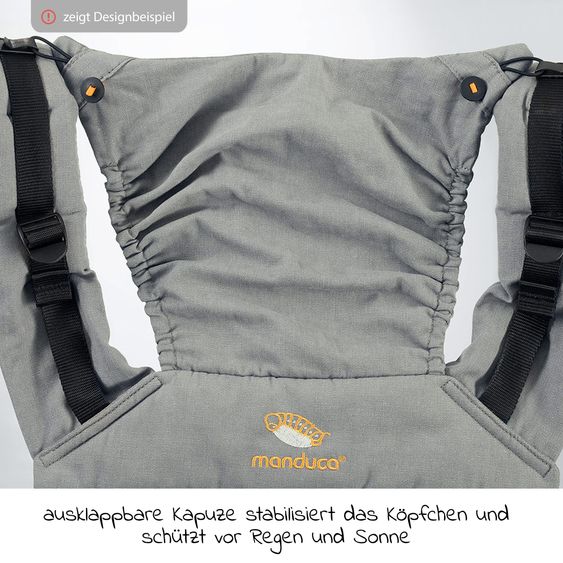 manduca Babytrage First für Neugeborene ab 3,5 kg - 20 kg mit 3 Tragepositionen aus 100% Bio-Baumwolle - RainbowDay - Sand Print