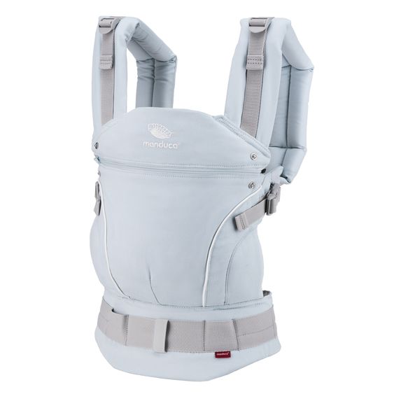 manduca Babytrage First Pure Cotton für Neugeborene ab 3,5 kg - 20 kg mit 3 Tragepositionen aus 100% Bio-Baumwolle - Arctic
