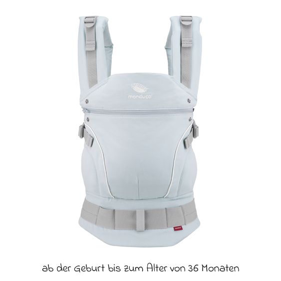 manduca Babytrage First Pure Cotton für Neugeborene ab 3,5 kg - 20 kg mit 3 Tragepositionen aus 100% Bio-Baumwolle - Arctic