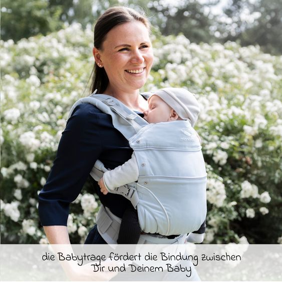 manduca Babytrage First Pure Cotton für Neugeborene ab 3,5 kg - 20 kg mit 3 Tragepositionen aus 100% Bio-Baumwolle - Arctic
