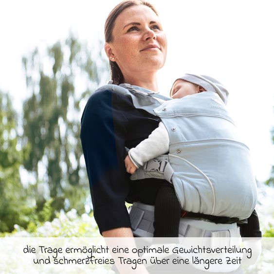 manduca Babytrage First Pure Cotton für Neugeborene ab 3,5 kg - 20 kg mit 3 Tragepositionen aus 100% Bio-Baumwolle - Arctic