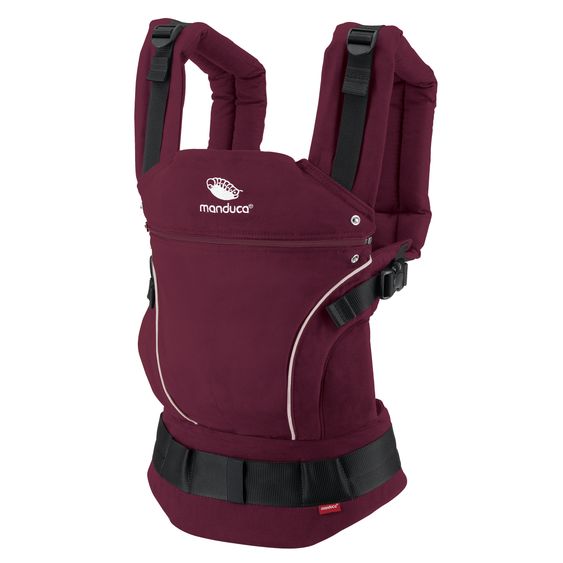 manduca Babytrage First Pure Cotton für Neugeborene ab 3,5 kg - 20 kg mit 3 Tragepositionen aus 100% Bio-Baumwolle - Berry
