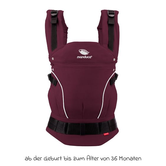 manduca Babytrage First Pure Cotton für Neugeborene ab 3,5 kg - 20 kg mit 3 Tragepositionen aus 100% Bio-Baumwolle - Berry
