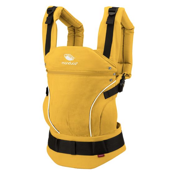 manduca Babytrage First Pure Cotton für Neugeborene ab 3,5 kg - 20 kg mit 3 Tragepositionen aus 100% Bio-Baumwolle - Gold