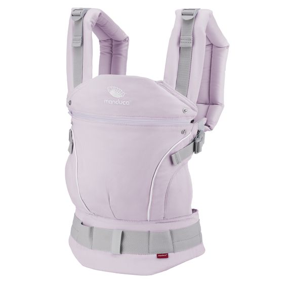 manduca Babytrage First Pure Cotton für Neugeborene ab 3,5 kg - 20 kg mit 3 Tragepositionen aus 100% Bio-Baumwolle - Lavender