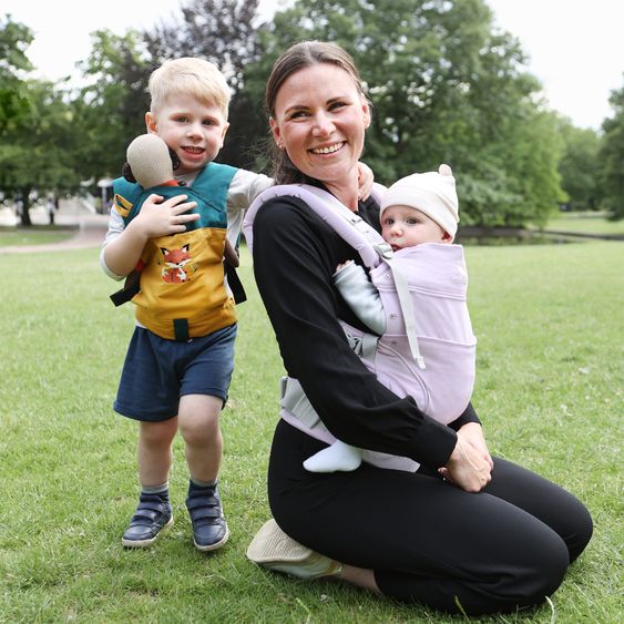 manduca Babytrage First Pure Cotton für Neugeborene ab 3,5 kg - 20 kg mit 3 Tragepositionen aus 100% Bio-Baumwolle - Lavender