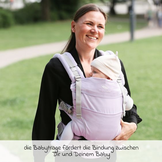 manduca Babytrage First Pure Cotton für Neugeborene ab 3,5 kg - 20 kg mit 3 Tragepositionen aus 100% Bio-Baumwolle - Lavender