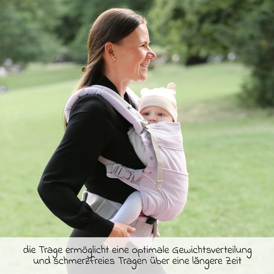 manduca Babytrage First Pure Cotton für Neugeborene ab 3,5 kg - 20 kg mit 3 Tragepositionen aus 100% Bio-Baumwolle - Lavender