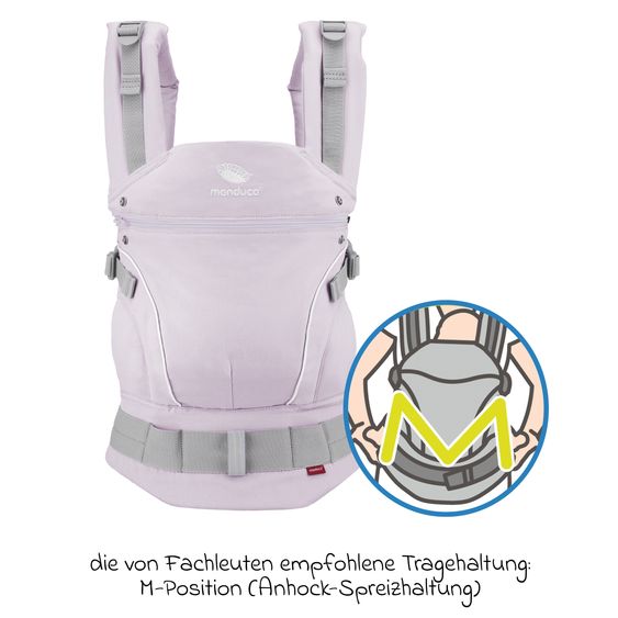manduca Babytrage First Pure Cotton für Neugeborene ab 3,5 kg - 20 kg mit 3 Tragepositionen aus 100% Bio-Baumwolle - Lavender