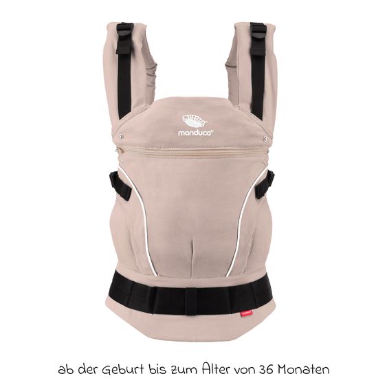 manduca Babytrage First Pure Cotton für Neugeborene ab 3,5 kg - 20 kg mit 3 Tragepositionen aus 100% Bio-Baumwolle - Powder Apricot