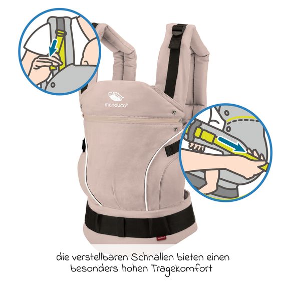 manduca Babytrage First Pure Cotton für Neugeborene ab 3,5 kg - 20 kg mit 3 Tragepositionen aus 100% Bio-Baumwolle - Powder Apricot