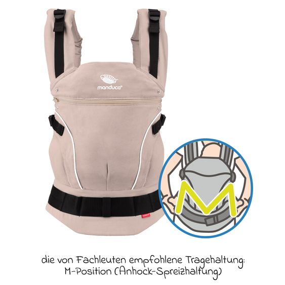 manduca Babytrage First Pure Cotton für Neugeborene ab 3,5 kg - 20 kg mit 3 Tragepositionen aus 100% Bio-Baumwolle - Powder Apricot