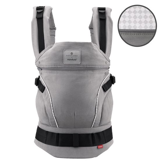 manduca Babytrage First - Soft Check - bellybutton - Grey