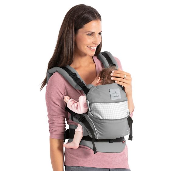 manduca Babytrage First - Soft Check - bellybutton - Grey