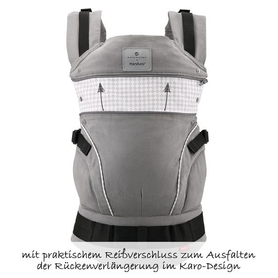 manduca Babytrage First - Soft Check - bellybutton - Grey