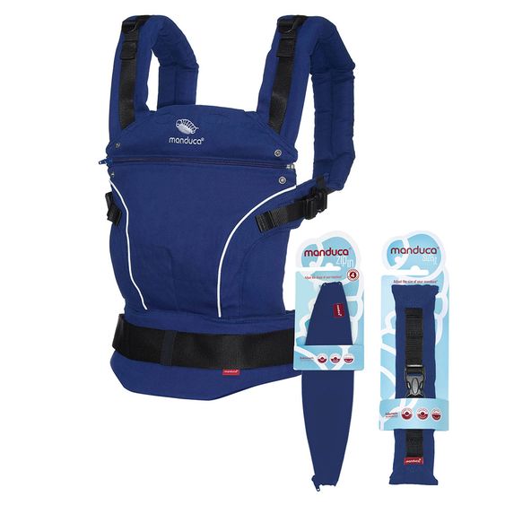manduca Babytrage Pure Cotton Premium Bundle - Royal Blue