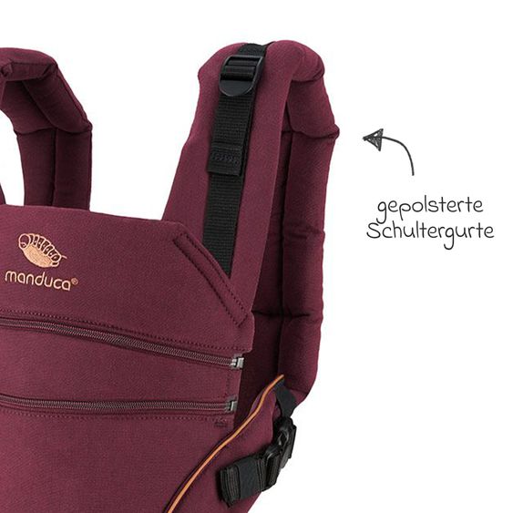manduca Babytrage XT ab Geburt von 3,5 kg - 20 kg inkl. 2 Schnullerketten aus Silikon - Denimberry Toffee