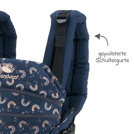 manduca Porte-Bébé XT Dès La Naissance À Partir De 3,5 Kg - 20 Kg Incl. 2 Chaînes De Tétine En Silicone - RainbowNight - Imprimé Marine