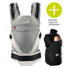 Marsupio XT in cotone con copertina in pelle fredda nera - grigio bianco