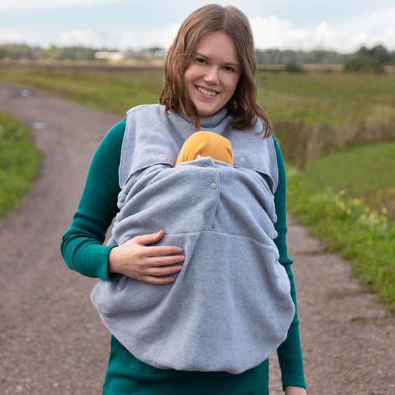manduca Babytrage XT Cotton inkl. Cover Cold Weather Silver Cloud - Grey White