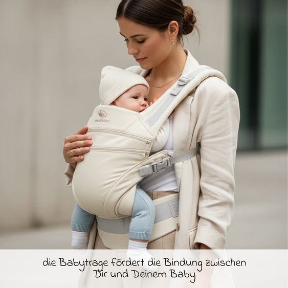 manduca Baby carrier XT for newborns from 3.5 kg - 20 kg with 3 carrying positions made of 100% organic cotton - Cream