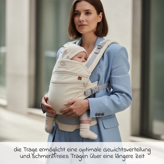 manduca Baby carrier XT for newborns from 3.5 kg - 20 kg with 3 carrying positions made of 100% organic cotton - Cream