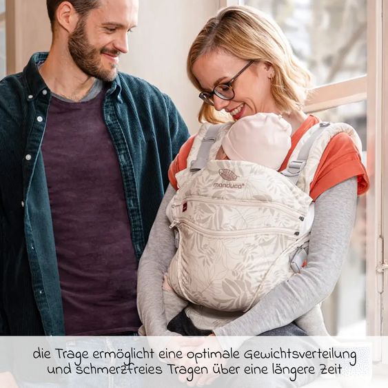 manduca Baby carrier XT for newborns from 3.5 kg - 20 kg with 3 carrying positions made of 100% organic cotton - Botanic Vanilla