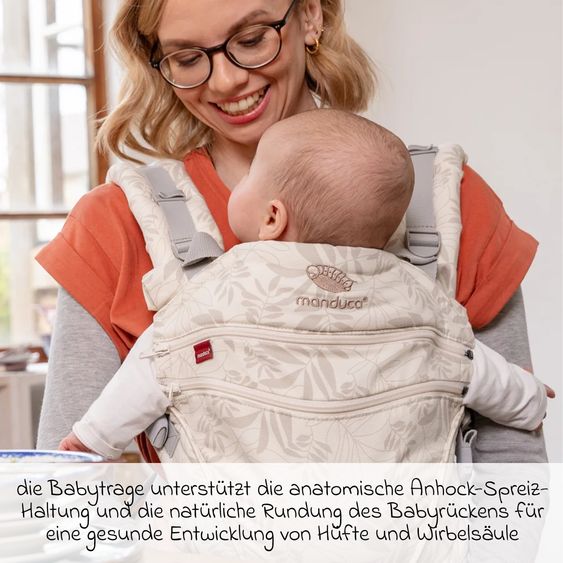 manduca Baby carrier XT for newborns from 3.5 kg - 20 kg with 3 carrying positions made of 100% organic cotton - Botanic Vanilla