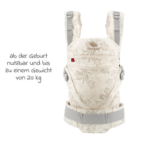 manduca Baby carrier XT for newborns from 3.5 kg - 20 kg with 3 carrying positions made of 100% organic cotton - Botanic Vanilla