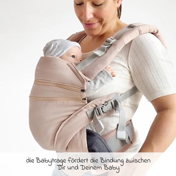 manduca Baby carrier XT for newborns from 3.5 kg - 20 kg with 3 carrying positions made of 100% organic cotton - Happy Blush
