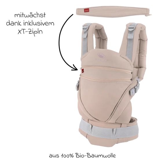 manduca Baby carrier XT for newborns from 3.5 kg - 20 kg with 3 carrying positions made of 100% organic cotton - Happy Blush