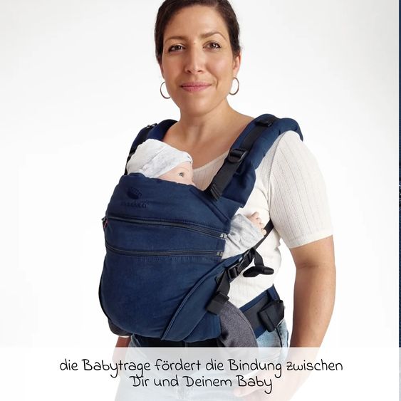 manduca Baby carrier XT for newborns from 3.5 kg - 20 kg with 3 carrying positions made of 100% organic cotton - Happy Wave