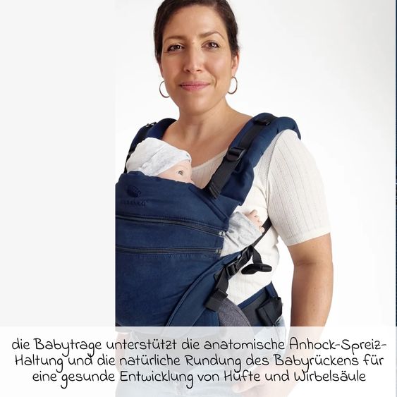 manduca Baby carrier XT for newborns from 3.5 kg - 20 kg with 3 carrying positions made of 100% organic cotton - Happy Wave