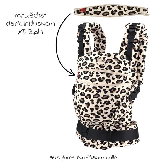 manduca Baby carrier XT for newborns from 3.5 kg - 20 kg with 3 carrying positions made of 100% organic cotton - Leo