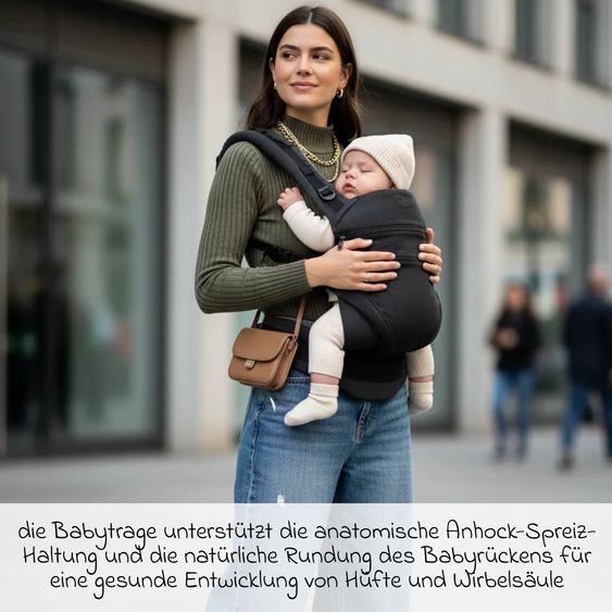 manduca Baby carrier XT for newborns from 3.5 kg - 20 kg with 3 carrying positions made of 100% organic cotton - Black