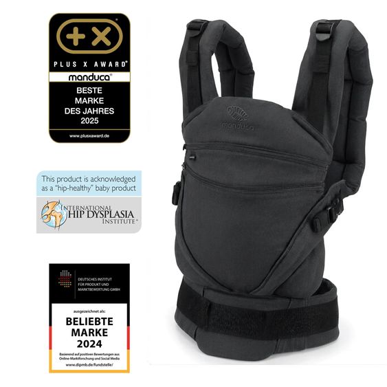 manduca Baby carrier XT for newborns from 3.5 kg - 20 kg with 3 carrying positions made of 100% organic cotton - Black