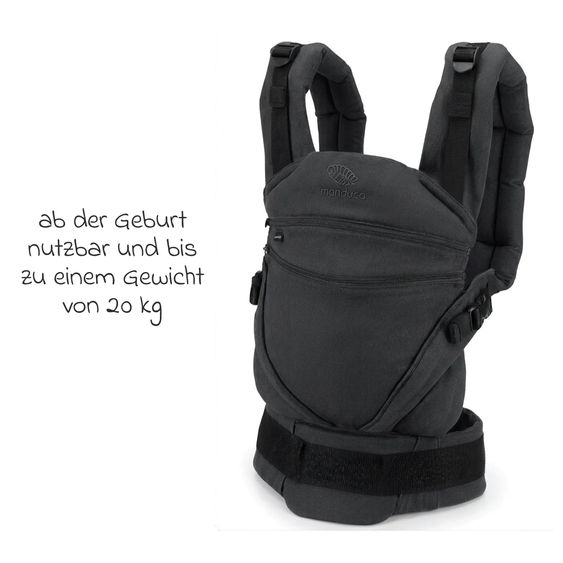 manduca Baby carrier XT for newborns from 3.5 kg - 20 kg with 3 carrying positions made of 100% organic cotton - Black