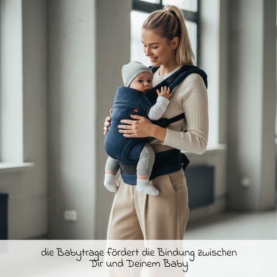 manduca Baby carrier XT for newborns from 3.5 kg - 20 kg with 3 carrying positions made of 100% organic cotton - Blue