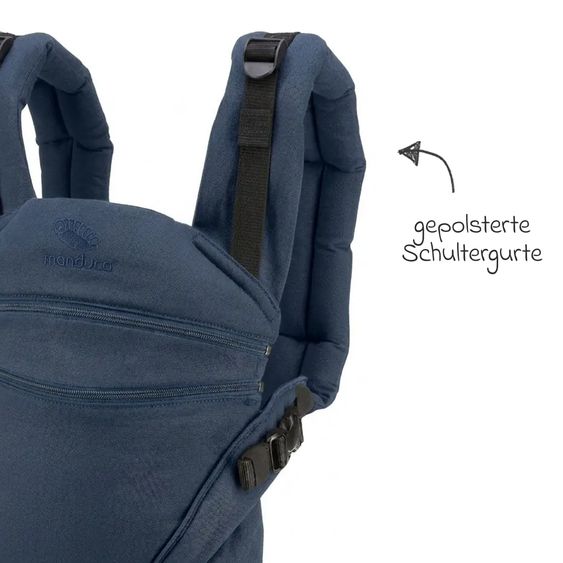 manduca Baby carrier XT for newborns from 3.5 kg - 20 kg with 3 carrying positions made of 100% organic cotton - Blue