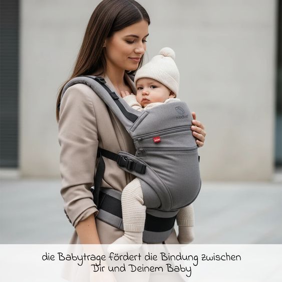 manduca Baby carrier XT for newborns from 3.5 kg - 20 kg with 3 carrying positions made of 100% organic cotton - Grey