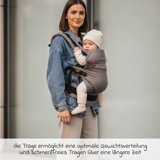 manduca Baby carrier XT for newborns from 3.5 kg - 20 kg with 3 carrying positions made of 100% organic cotton - Grey