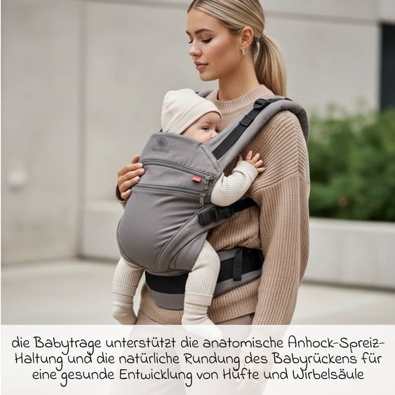 manduca Baby carrier XT for newborns from 3.5 kg - 20 kg with 3 carrying positions made of 100% organic cotton - Grey
