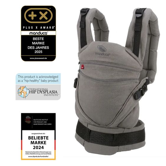 manduca Baby carrier XT for newborns from 3.5 kg - 20 kg with 3 carrying positions made of 100% organic cotton - Grey