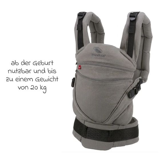 manduca Baby carrier XT for newborns from 3.5 kg - 20 kg with 3 carrying positions made of 100% organic cotton - Grey