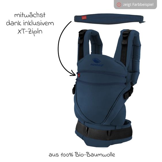 manduca Baby carrier XT for newborns from 3.5 kg - 20 kg with 3 carrying positions made of 100% organic cotton - Grey
