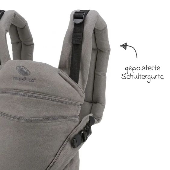manduca Baby carrier XT for newborns from 3.5 kg - 20 kg with 3 carrying positions made of 100% organic cotton - Grey